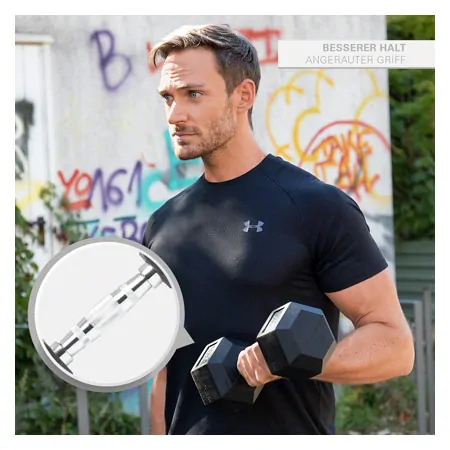 Hex rubber compact dumbbell, 10 kg, piece