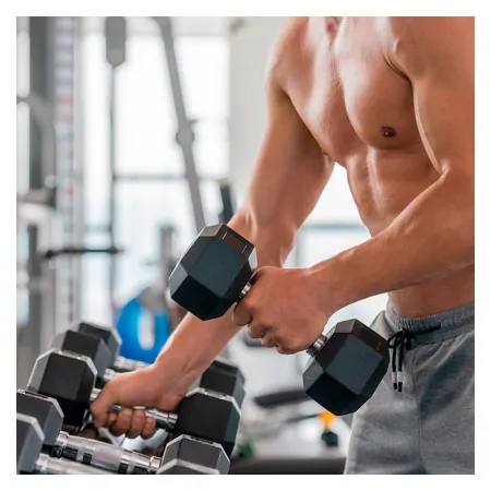 Hex rubber compact dumbbell, 10 kg, piece