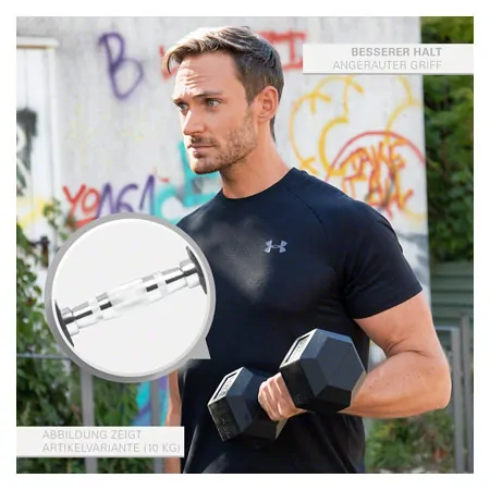 Hex rubber compact dumbbell, 17,5 kg, piece