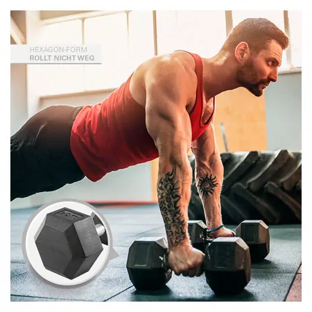 Hex rubber compact dumbbell, 25 kg, piece