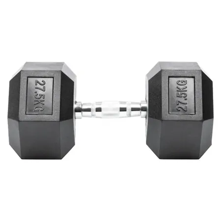 Hex rubber compact dumbbell, 27,5 kg, piece