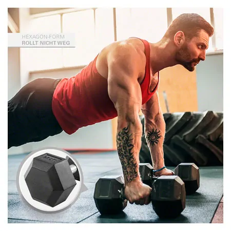 Hex rubber compact dumbbell, 27,5 kg, piece