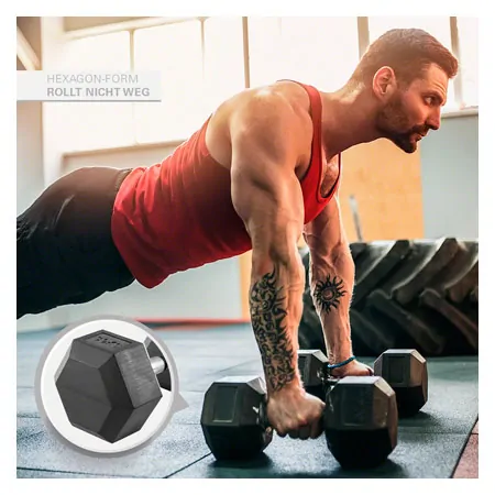 Hex rubber compact dumbbell, 30 kg, piece