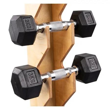 Wall mount set incl. Hex compact dumbbells, 1-6 kg, 6 pieces