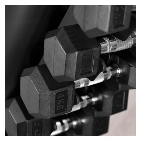 Dumbbell tower set with 10 pairs of hex dumbbells, 1-10 kg, LxWxH 51x51x123 cm
