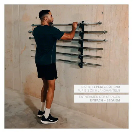 Sport-Tec barbell holder for wall mounting for 6 barbells