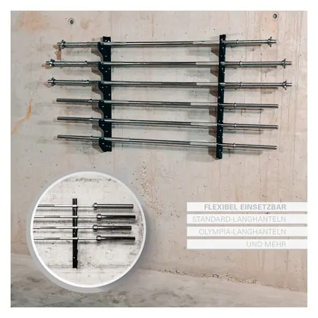 Sport-Tec barbell holder for wall mounting for 6 barbells