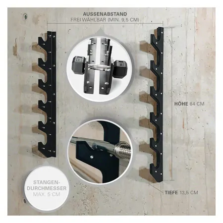 Sport-Tec barbell holder for wall mounting for 6 barbells