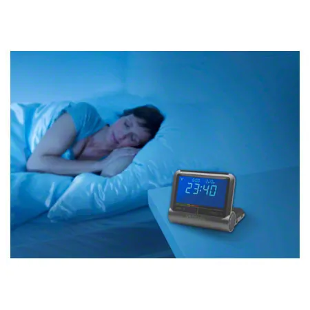 CardioCompact blood pressure monitor with travel alarm clock
