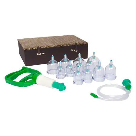 Cupping glass-set with vacuum pump, 18-piece