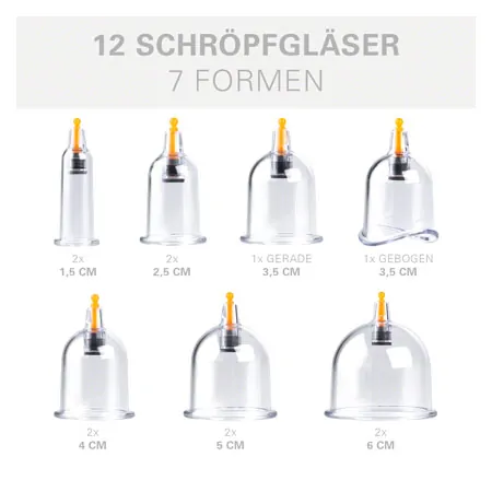 Cupping glass-set with vacuum pump, 14-piece