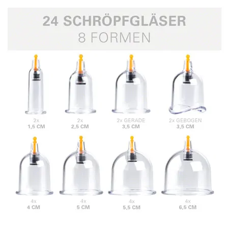 Cupping glass-set with vacuum pump, 27-piece