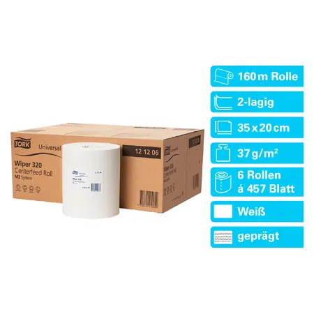 Tork roll paper towel M2, 6 rolls of 160 meters