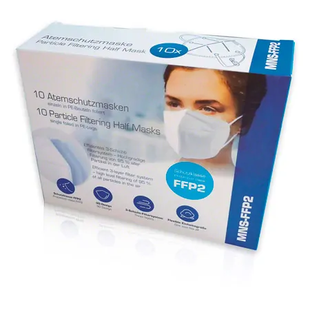 Disposable mouthguard MNS-FFP2 with elastic band and nose contour, 10 pieces