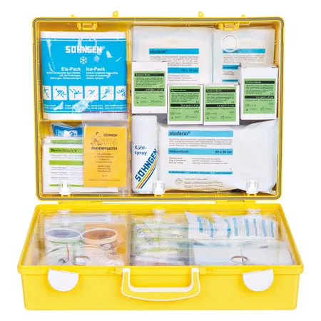 First aid suitcase Multisport according to DIN 13157,  incl. Wall mount