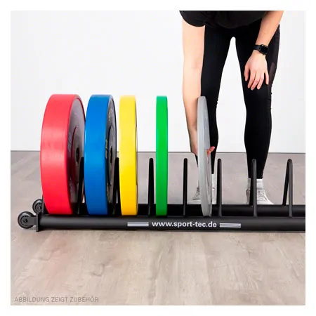 Weight Plate Rack Bumper Plate Rack, mobile, LxWxH 140x28x26,8 cm