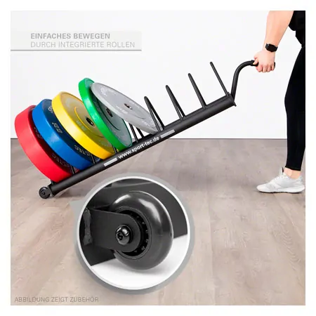Weight Plate Rack Bumper Plate Rack, mobile, LxWxH 140x28x26,8 cm