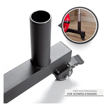 Sport-Tec Bumper Plate Rack for Olympia discs + bars LxWxH 73,5x62,5x118,5 cm