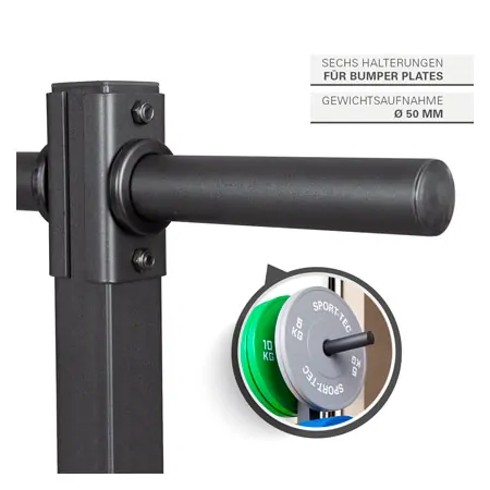 Sport-Tec Bumper Plate Rack for Olympia discs + bars LxWxH 73,5x62,5x118,5 cm