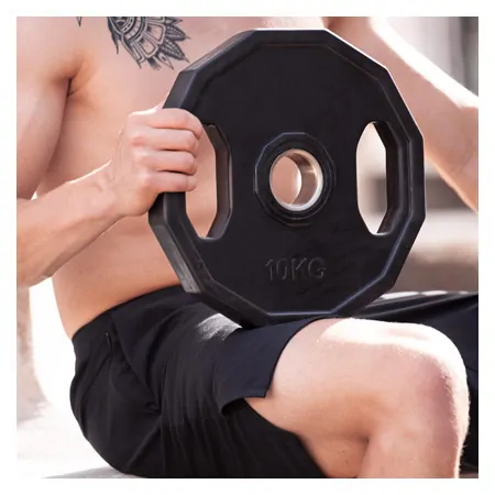 Olympia weight plate with rubber cover and handle,  5 cm, 10 kg, one piece