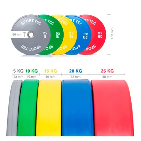 Weight plate Olympia Bumper Plate, 50 mm, 5 kg, gray