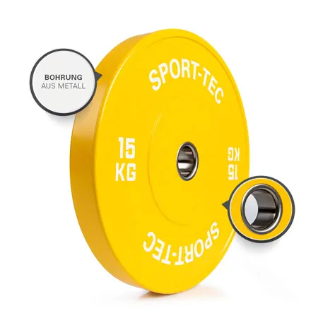 Weight plate Olympia Bumper Plate, 50 mm, 15 kg, yellow