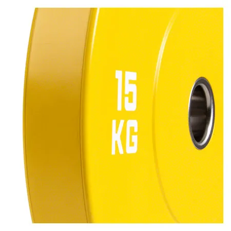 Weight plate Olympia Bumper Plate, 50 mm, 15 kg, yellow