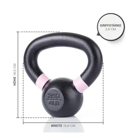 Sport-Tec Kettlebell Powdercoated, 2 kg, black/rose