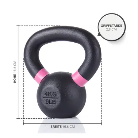 Sport-Tec Kettlebell, 4 kg, black/pink