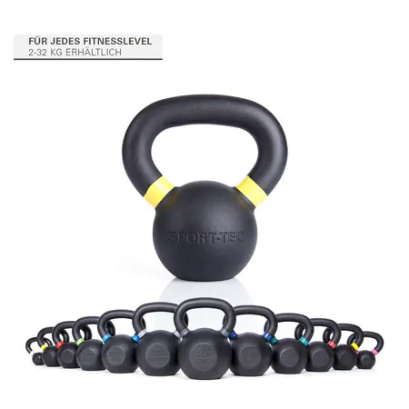 Sport-Tec Kettlebell Powdercoated, 6 kg, black/ light yellow