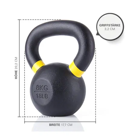 Sport-Tec Kettlebell Powdercoated, 8 kg, black/yellow
