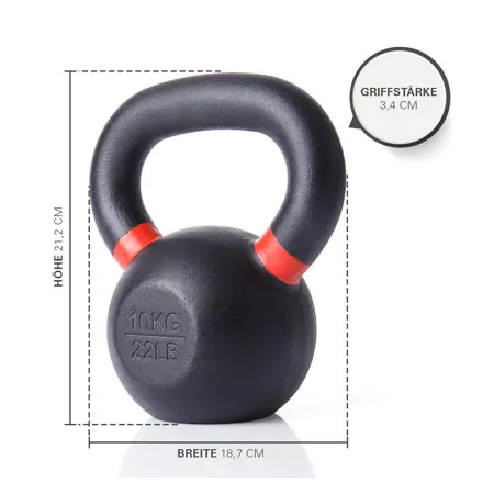 Sport-Tec Kettlebell Powdercoated, 10 kg, black/ light red
