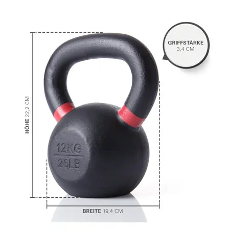 Sport-Tec Kettlebell Powdercoated, 12 kg, black/ red