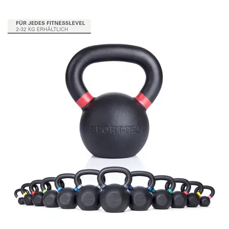 Sport-Tec Kettlebell Powdercoated, 12 kg, black/ red
