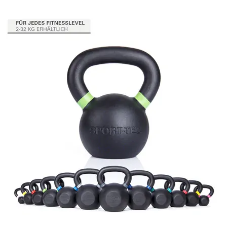 Sport-Tec Kettlebell Powdercoated, 14 kg, black/light green