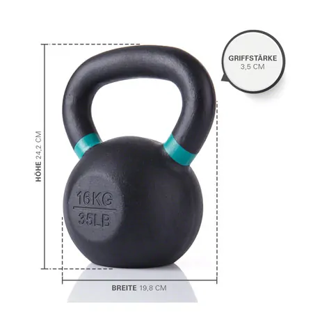 Sport-Tec Kettlebell Powdercoated, 16 kg, black/green