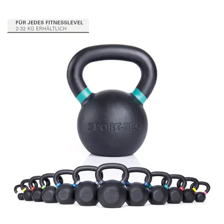Sport-Tec Kettlebell Powdercoated, 16 kg, black/green