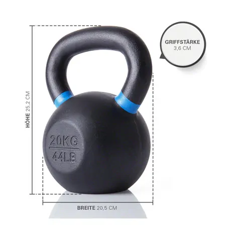 Sport-Tec Kettlebell Powdercoated, 20 kg, black/light blue