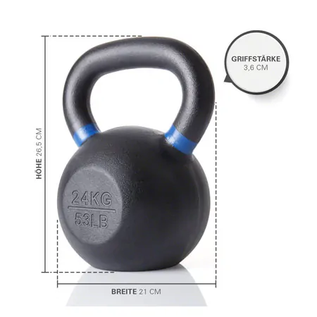 Sport-Tec Kettlebell Powdercoated, 24 kg, black/blue