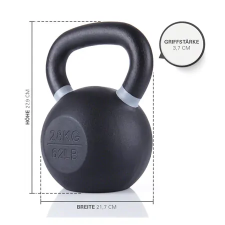 Sport-Tec Kettlebell Powdercoated, 28 kg, black/grey