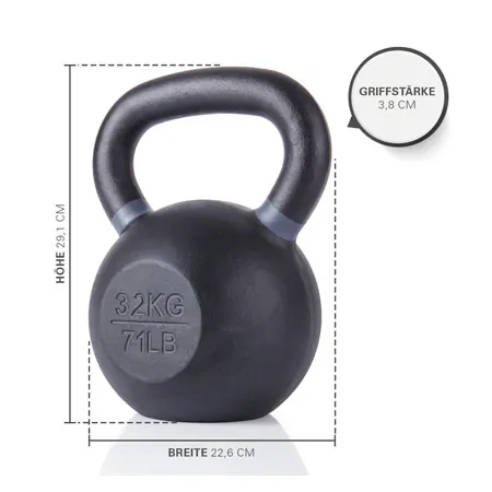 Sport-Tec Kettlebell Powdercoated, 32 kg, schwarz/anthracite