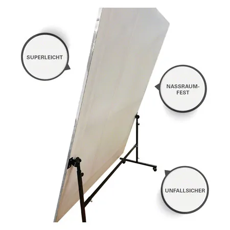 Light mirror, WxH 100x200 cm, mobile and swivelling