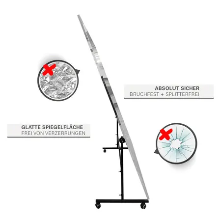 Light mirror, WxH 100x200 cm, mobile and swivelling