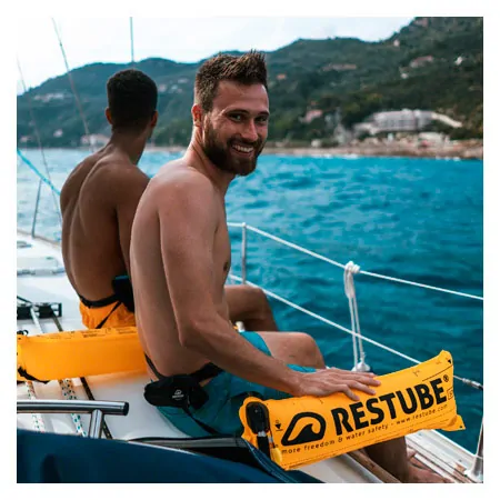 RESTUBE inflatable swimming and life buoy beach, incl. CO2 cartridge
