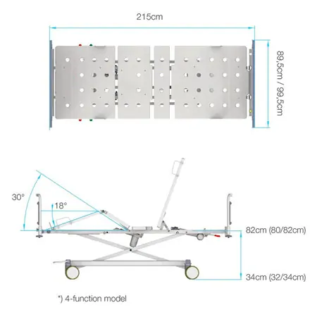 Lojer hospital bed ScanAfia X ICU E-480, Trendelenburg electr., Chrome