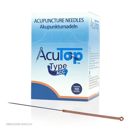 Acupuncture needles with copper spiral handle, 0.22 x 25 mm