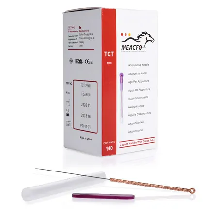 Acupuncture needles with copper spiral handle, 0.25x40 mm