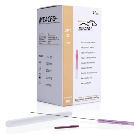 Acupuncture needles with plastic handle, 0.25x40 mm, 100 pieces