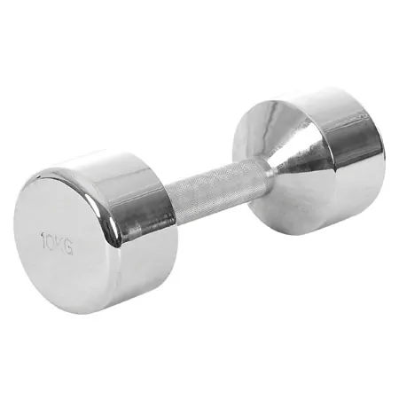 Chrome dumbbell massive, 10 kg, one piece
