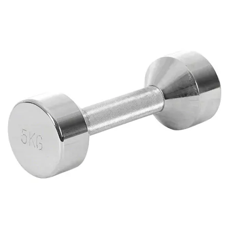 Chrome dumbbell massive, 5 kg, one piece